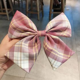 Girl's Plaid Bow Hairpin (Color: Pink)