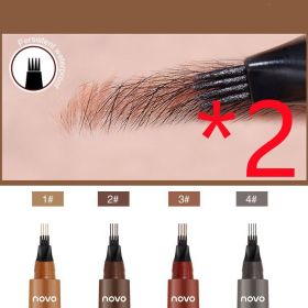 Four-forked Liquid Eyebrow Pencil Three-dimensional Long-lasting (Option: 4grey 2pcs)