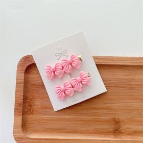 Pink Bow Heart Girls' Hairpin (Option: Double Bow A Pair)