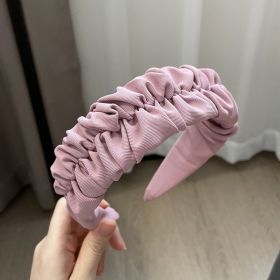 Vintage Pleated Wide Edge Hair Band (Color: Pink)
