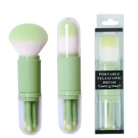 Mini Eye Skin Tone Retractable Portable Four In One Makeup Brush Beauty Tool (Option: Fruit green-PVC packaging)