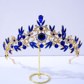 Crown Alloy Rhinestone-encrusted Adult Jewelry (Option: Golden Blue Diamond)