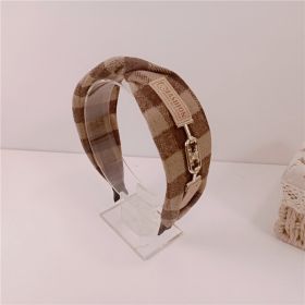 Simple Plaid Headband Fabric Hairband Temperament (Option: Large checkered hair hoop)