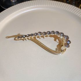 Delicate Diamond Inlaid Geometric Fashion Hairpin Metal (Option: Grey drill)