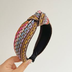 Hair Band Headband Hairpin Rainbow Rope Woven Wide Brim Hair Band Headdress (Option: Coffee Color Knotted Hair Hoop)