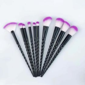 10PCS Makeup Brushes Kit Beauty Foundation Blending Blus (Option: 10black tube purple hair)