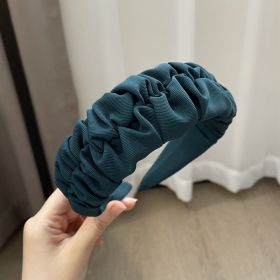 Vintage Pleated Wide Edge Hair Band (Color: Green)