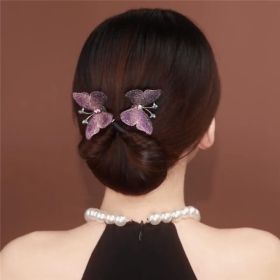 Hair Curler Fish Tail Elegant Flower (Option: Embroidered Butterfly Purple)