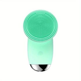 CONESN Electric Facial Cleansing Brush,Silicone Facial Cleansing Brush, Electric Silicone Face Brush, Sonic Facial Cleansing Brush For Makeup Remover (Color: Green, material: ABS+Silicone)
