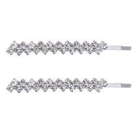 Diamond Claw Chain Hair Clip Bar Shaped Clip Wedding Hairware (Color: Silver)