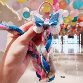 Children's Cartoon Unicorn Color Hair Rope (Option: Blue bow)