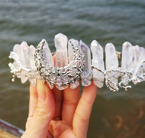 Natural Crystal Rainbow Crown Hair Band (Color: White)